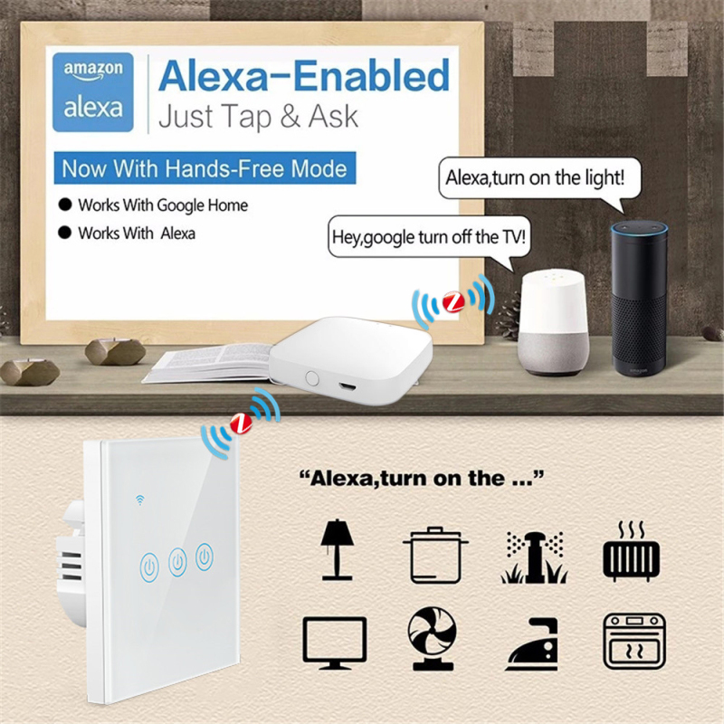 EU No Neutral Alexa Smart Home Touch Screen Light Wifi Smart Switch from China supplier